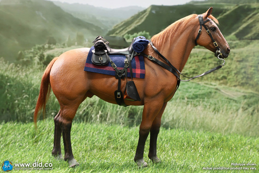 Preventa Figura Caballo de Guerra marrón-rojo (de pie) marca DID E60082 escala 1/6