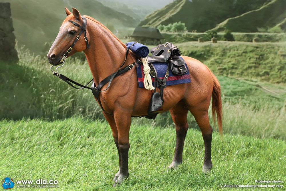 Preventa Figura Caballo de Guerra marrón-rojo (de pie) marca DID E60082 escala 1/6