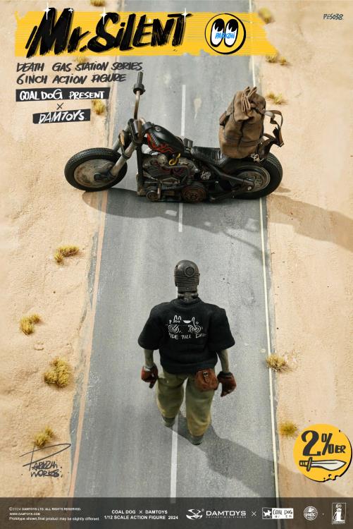 Preventa Figura Mr. Silent con motocicleta (Deluxe Edition) - Death Gas Station marca Damtoys X Coaldog PES038 escala pequeña 1/12