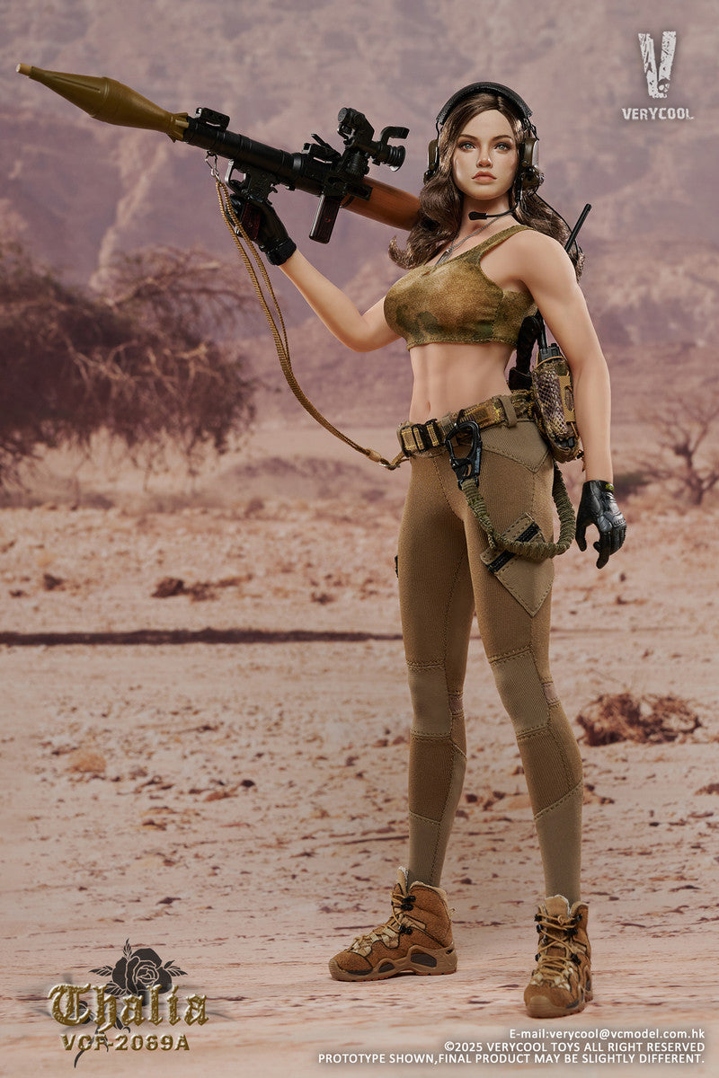 Preventa Figura Thalia (Cabello castaño) - Desert Female Soldier marca Verycool VCF-2069A escala 1/6
