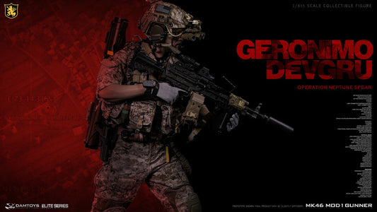 Preventa Figura GERONIMO MK46 MOD1 GUNNER DEVGRU - Operation Neptune Spear marca Damtoys 78107 escala 1/6