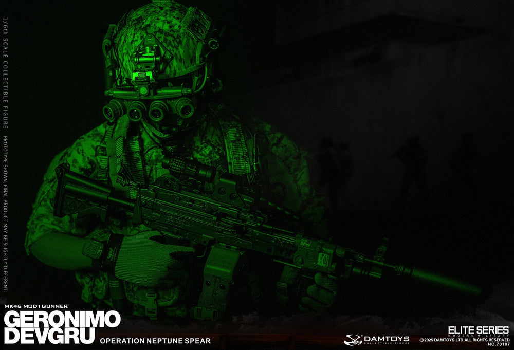 Preventa Figura GERONIMO MK46 MOD1 GUNNER DEVGRU - Operation Neptune Spear marca Damtoys 78107 escala 1/6