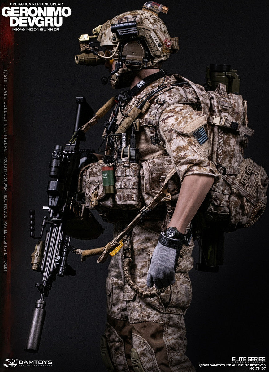 Preventa Figura GERONIMO MK46 MOD1 GUNNER DEVGRU - Operation Neptune Spear marca Damtoys 78107 escala 1/6