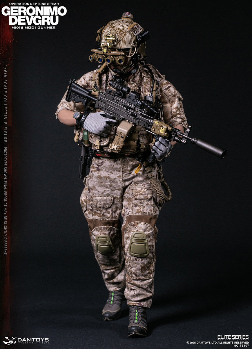 Preventa Figura GERONIMO MK46 MOD1 GUNNER DEVGRU - Operation Neptune Spear marca Damtoys 78107 escala 1/6
