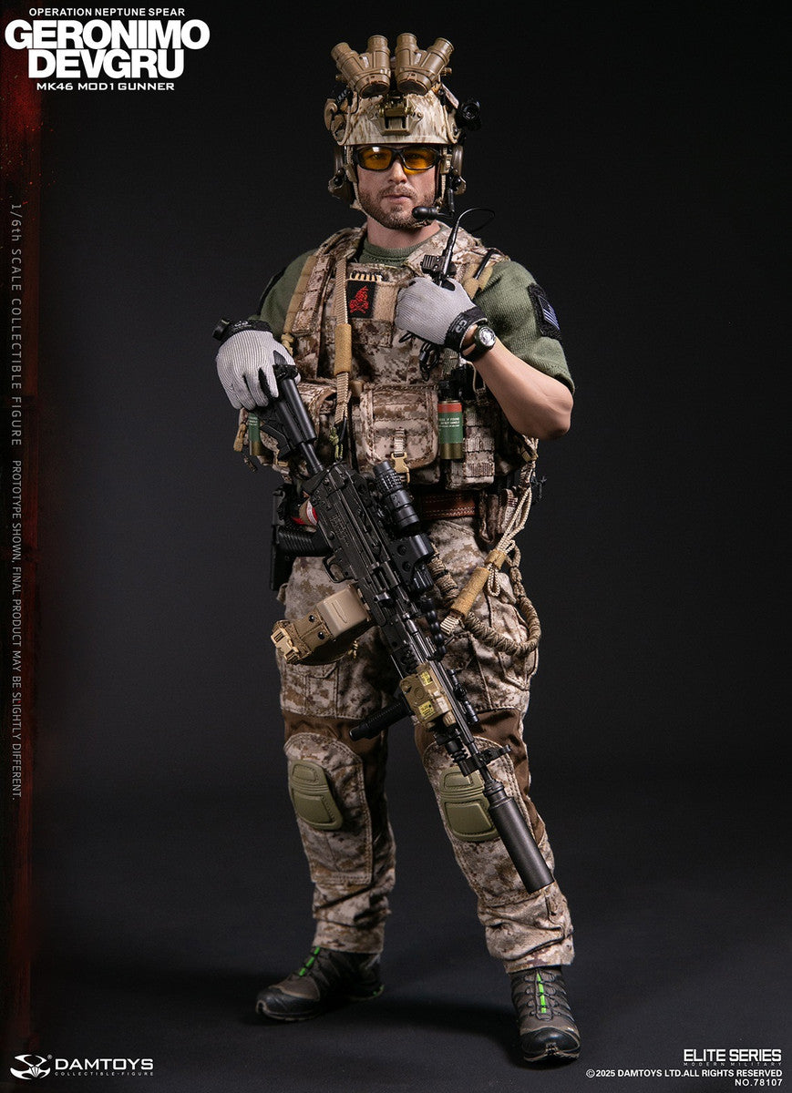 Preventa Figura GERONIMO MK46 MOD1 GUNNER DEVGRU - Operation Neptune Spear marca Damtoys 78107 escala 1/6