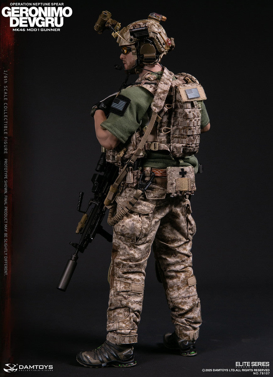 Preventa Figura GERONIMO MK46 MOD1 GUNNER DEVGRU - Operation Neptune Spear marca Damtoys 78107 escala 1/6
