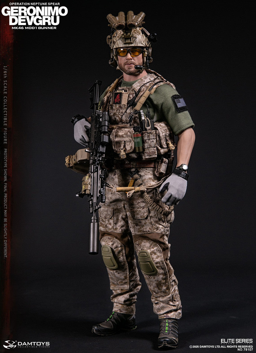 Preventa Figura GERONIMO MK46 MOD1 GUNNER DEVGRU - Operation Neptune Spear marca Damtoys 78107 escala 1/6
