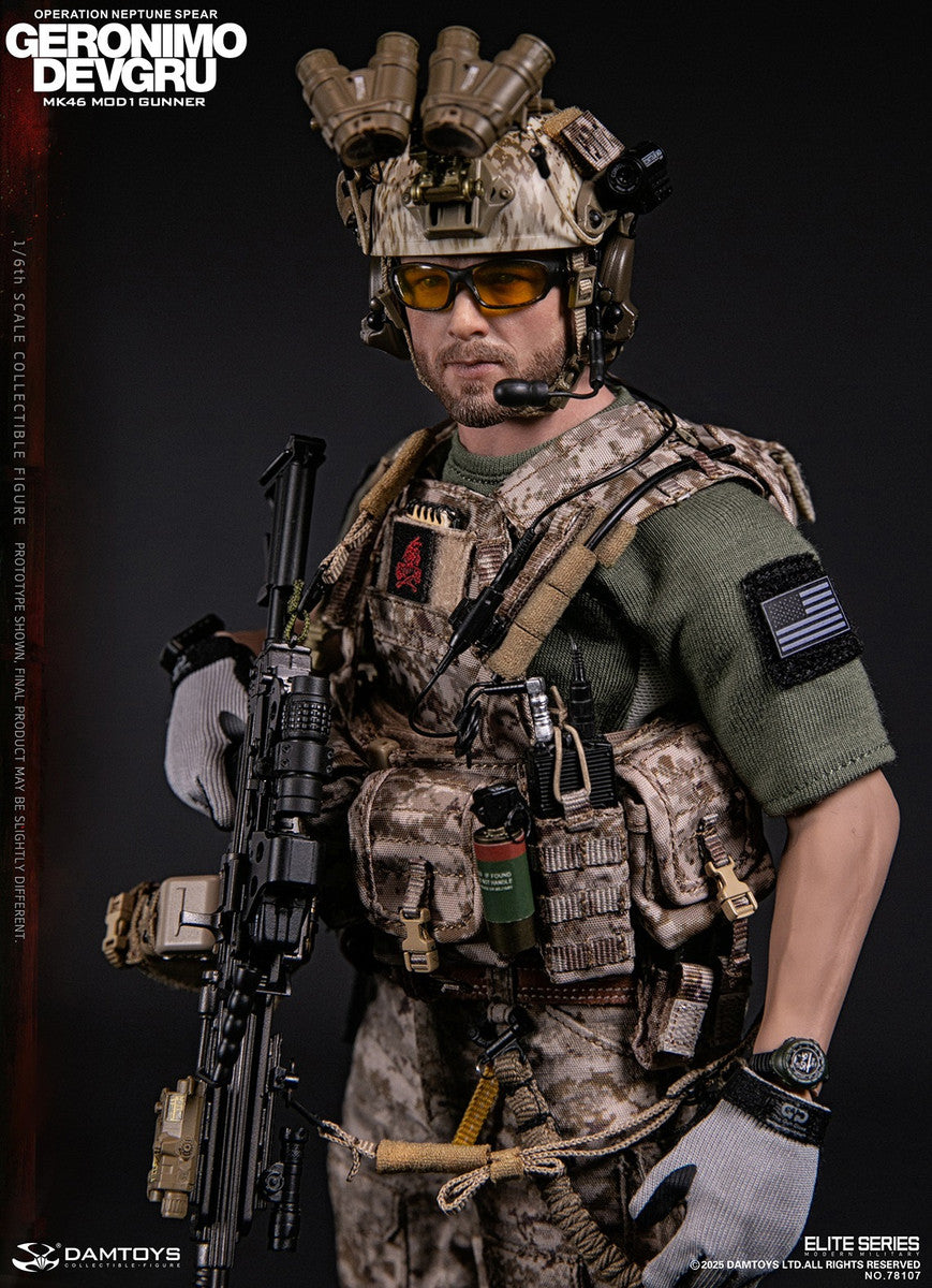 Preventa Figura GERONIMO MK46 MOD1 GUNNER DEVGRU - Operation Neptune Spear marca Damtoys 78107 escala 1/6