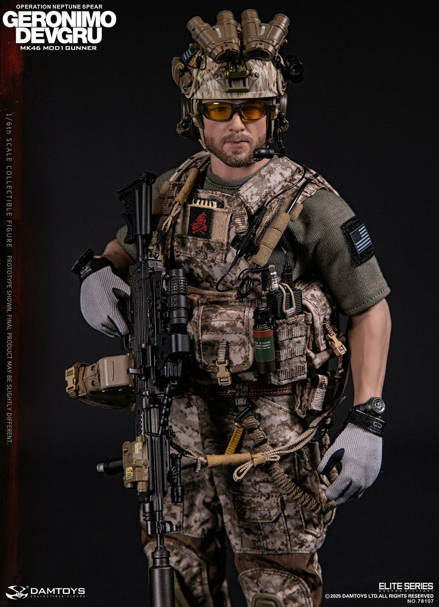 Preventa Figura GERONIMO MK46 MOD1 GUNNER DEVGRU - Operation Neptune Spear marca Damtoys 78107 escala 1/6