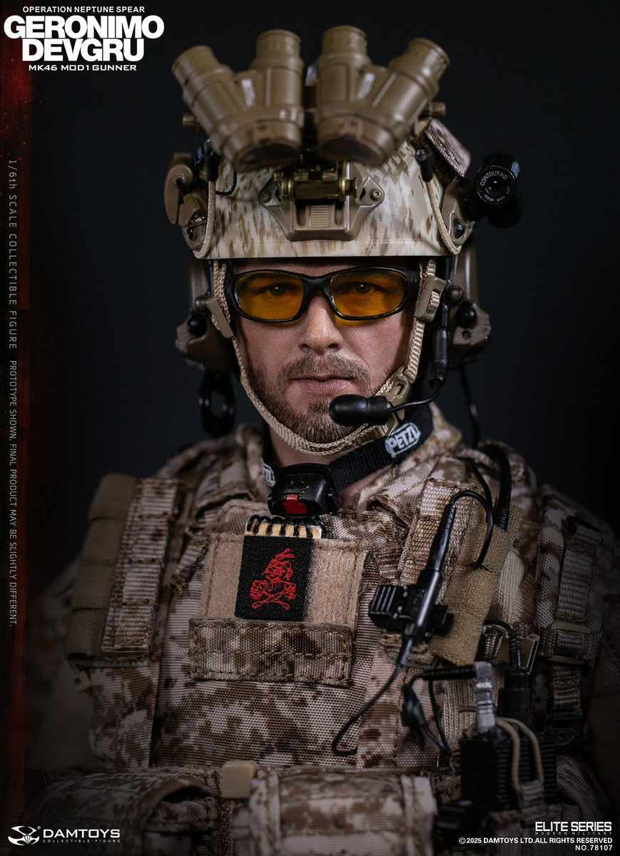 Preventa Figura GERONIMO MK46 MOD1 GUNNER DEVGRU - Operation Neptune Spear marca Damtoys 78107 escala 1/6
