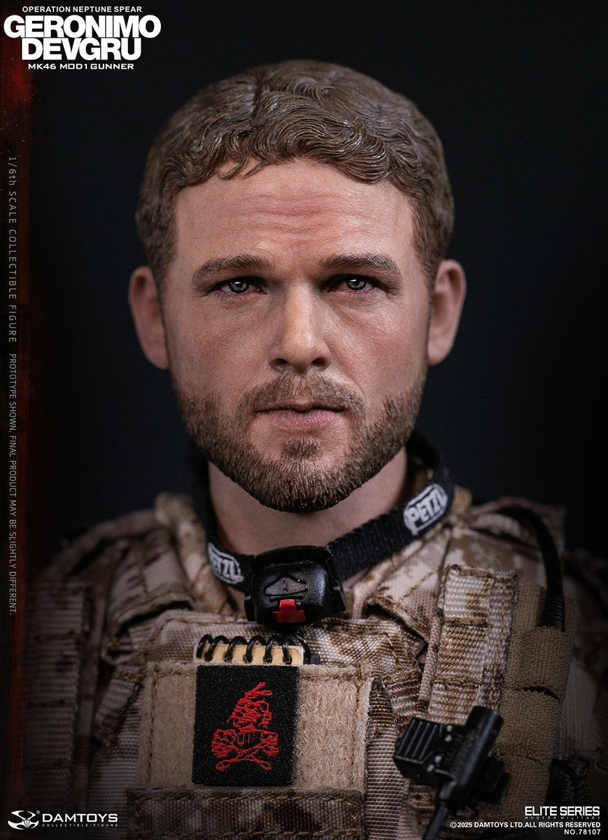 Preventa Figura GERONIMO MK46 MOD1 GUNNER DEVGRU - Operation Neptune Spear marca Damtoys 78107 escala 1/6