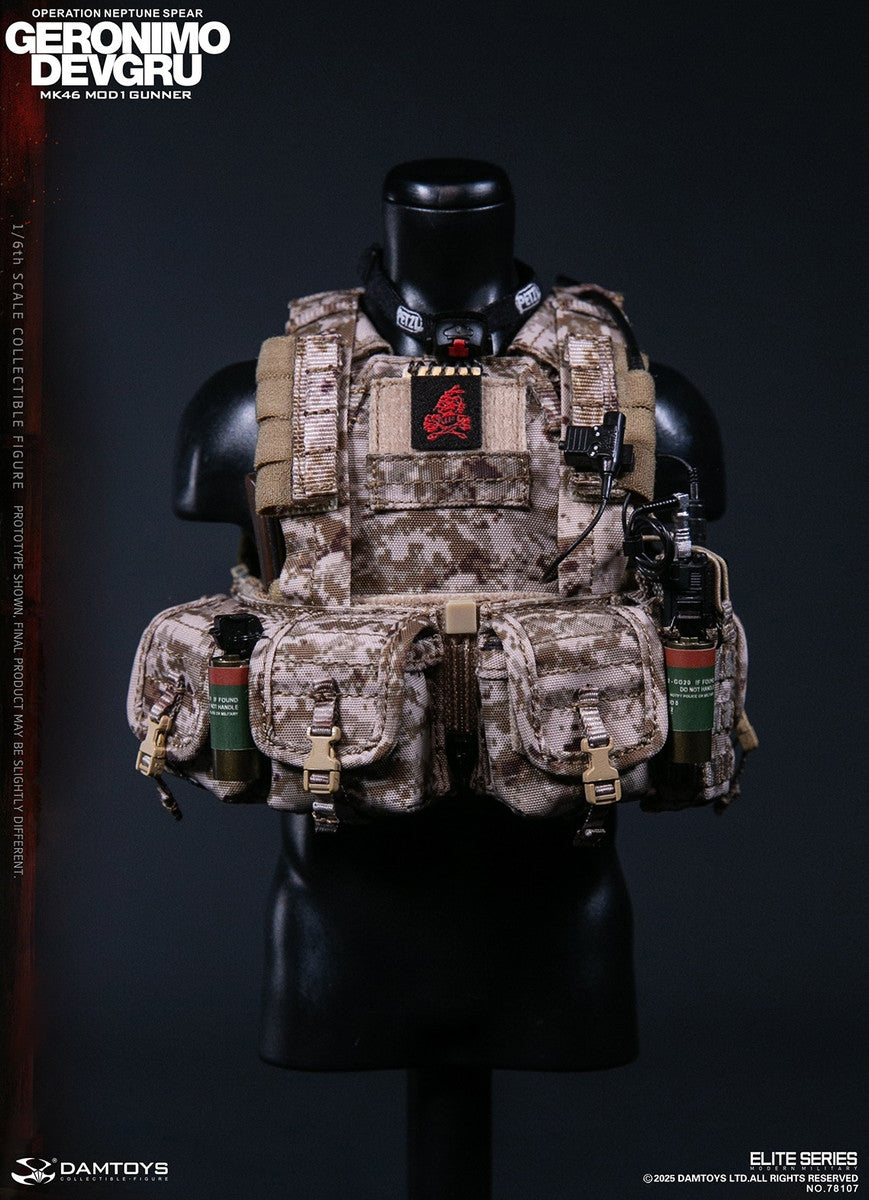 Preventa Figura GERONIMO MK46 MOD1 GUNNER DEVGRU - Operation Neptune Spear marca Damtoys 78107 escala 1/6