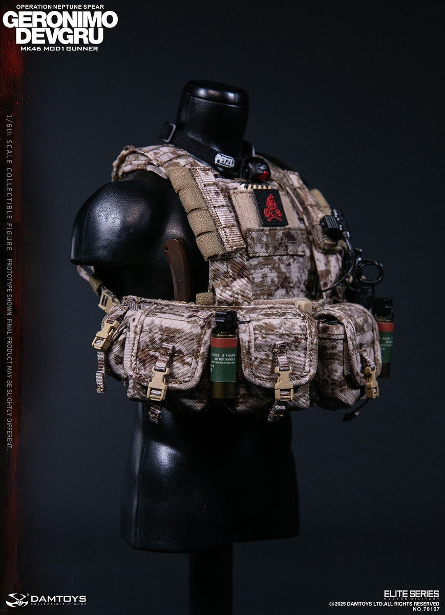 Preventa Figura GERONIMO MK46 MOD1 GUNNER DEVGRU - Operation Neptune Spear marca Damtoys 78107 escala 1/6