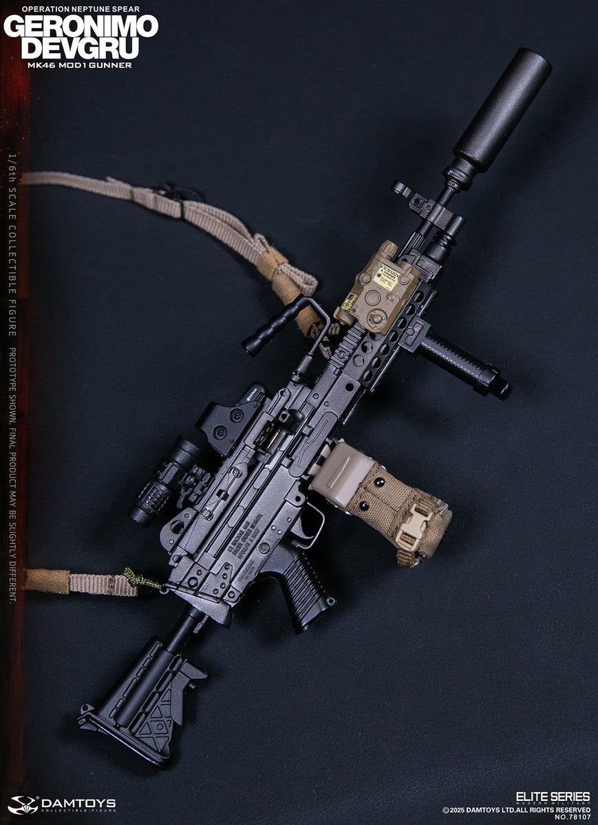 Preventa Figura GERONIMO MK46 MOD1 GUNNER DEVGRU - Operation Neptune Spear marca Damtoys 78107 escala 1/6