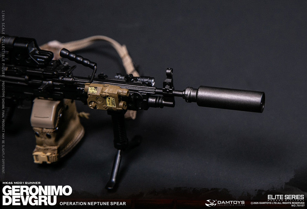 Preventa Figura GERONIMO MK46 MOD1 GUNNER DEVGRU - Operation Neptune Spear marca Damtoys 78107 escala 1/6