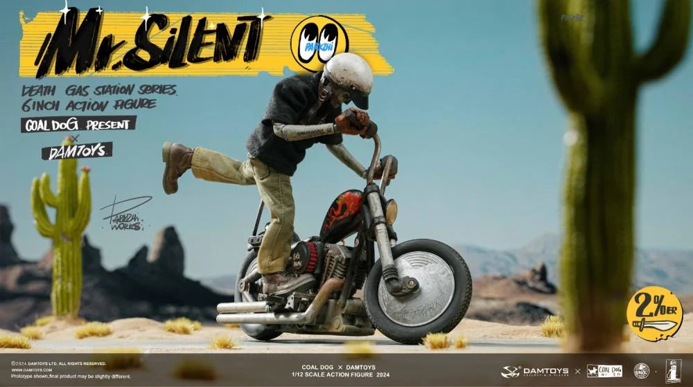 Preventa Figura Mr. Silent con motocicleta (Deluxe Edition) - Death Gas Station marca Damtoys X Coaldog PES038 escala pequeña 1/12