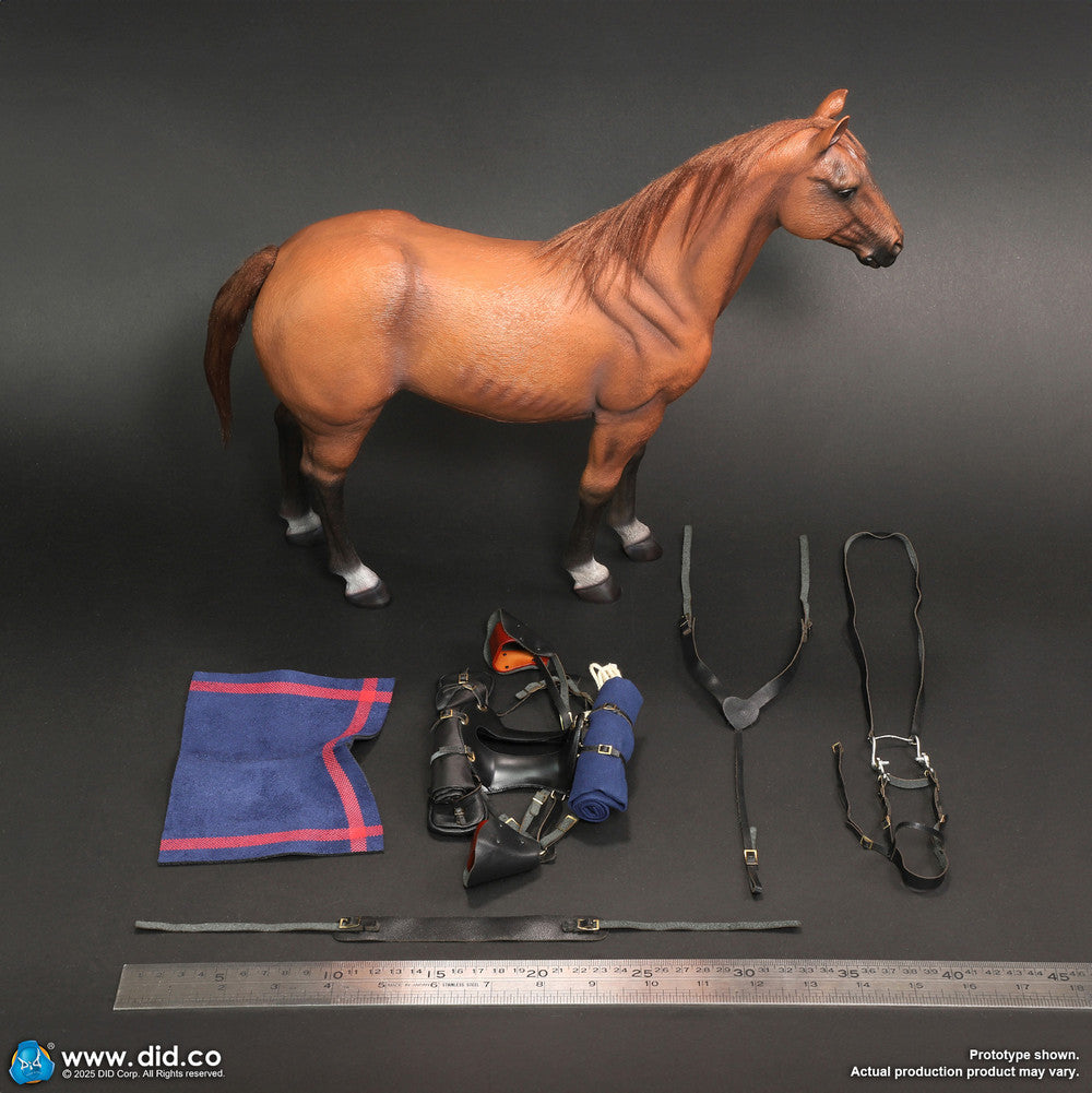 Preventa Figura Caballo de Guerra marrón-rojo (de pie) marca DID E60082 escala 1/6