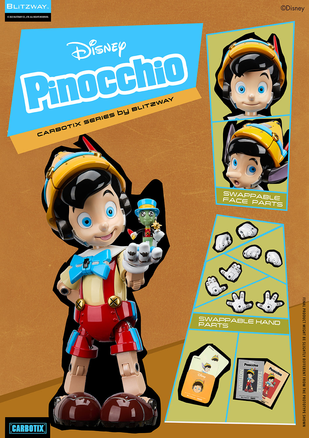 Pedido Figura Pinocchio (DIECAST) - Disney Carbotix Series marca Blitzway BW-CA-10506 (19.5 cm)