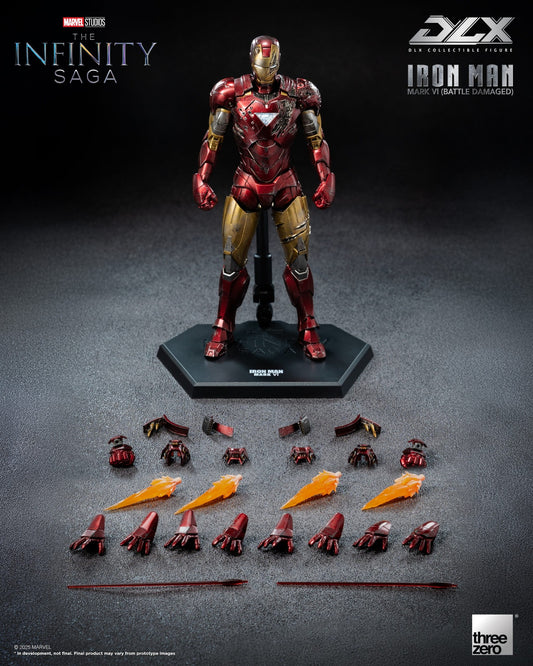 Preventa Figura DLX Iron Man Mark 6 (Battle Damage) - Avengers Infinity Saga marca Threezero 3Z0918 escala pequeña 1/12