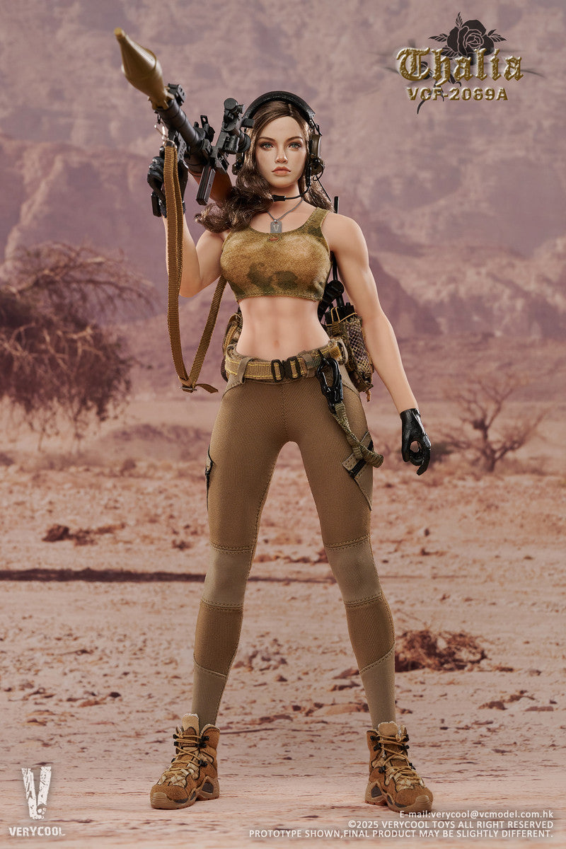 Preventa Figura Thalia (Cabello castaño) - Desert Female Soldier marca Verycool VCF-2069A escala 1/6