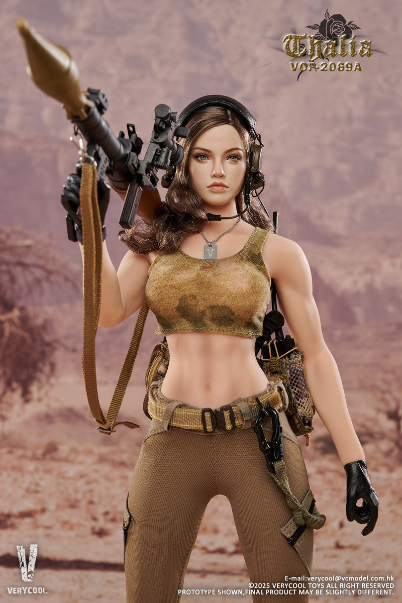 Preventa Figura Thalia (Cabello castaño) - Desert Female Soldier marca Verycool VCF-2069A escala 1/6