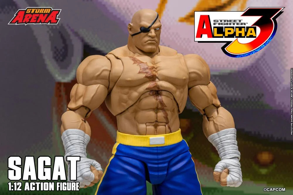 Preventa Figura SAGAT (Storm Arena) - Street Fighter Alpha 3 marca Storm Collectibles SFSA03 escala pequeña 1/12