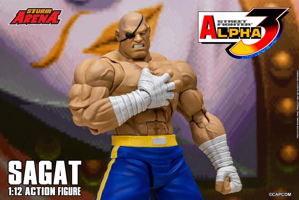 Preventa Figura SAGAT (Storm Arena) - Street Fighter Alpha 3 marca Storm Collectibles SFSA03 escala pequeña 1/12