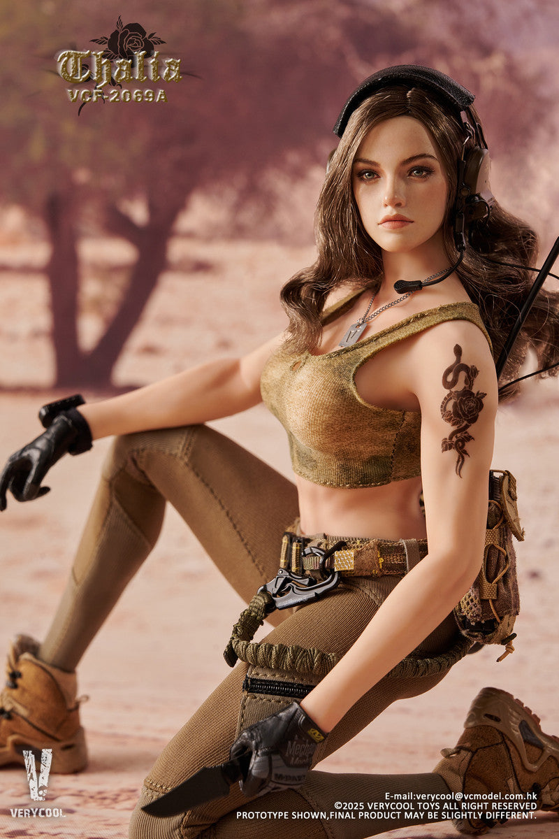 Preventa Figura Thalia (Cabello castaño) - Desert Female Soldier marca Verycool VCF-2069A escala 1/6