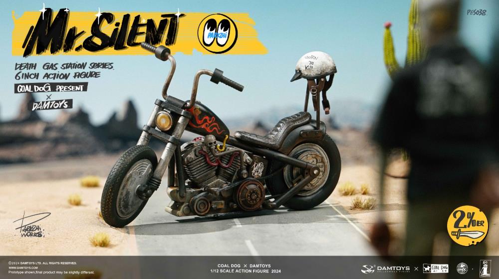 Preventa Figura Mr. Silent con motocicleta (Deluxe Edition) - Death Gas Station marca Damtoys X Coaldog PES038 escala pequeña 1/12