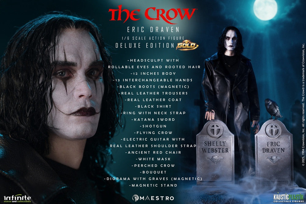 Preventa Figura Eric Draven (Deluxe Edition GOLD) (Cabello enraizado) - THE CROW - Luxury Limited Edition marca Kaustic Plastik escala 1/6