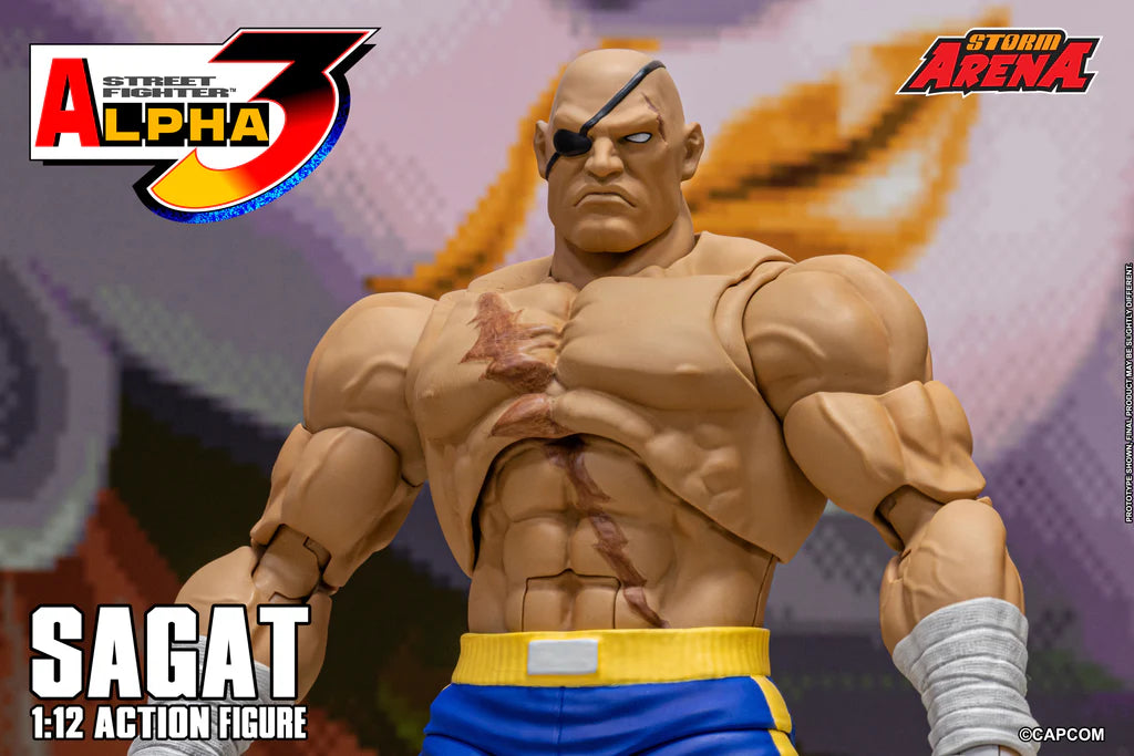 Preventa Figura SAGAT (Storm Arena) - Street Fighter Alpha 3 marca Storm Collectibles SFSA03 escala pequeña 1/12