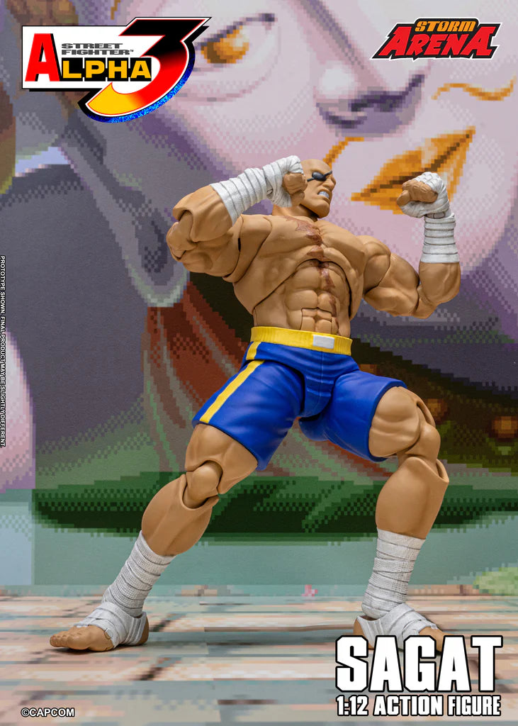 Preventa Figura SAGAT (Storm Arena) - Street Fighter Alpha 3 marca Storm Collectibles SFSA03 escala pequeña 1/12