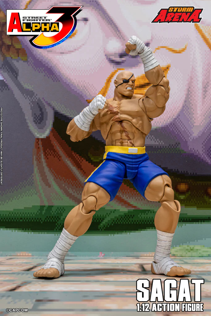 Preventa Figura SAGAT (Storm Arena) - Street Fighter Alpha 3 marca Storm Collectibles SFSA03 escala pequeña 1/12