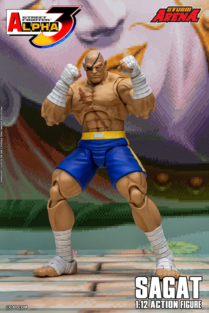 Preventa Figura SAGAT (Storm Arena) - Street Fighter Alpha 3 marca Storm Collectibles SFSA03 escala pequeña 1/12