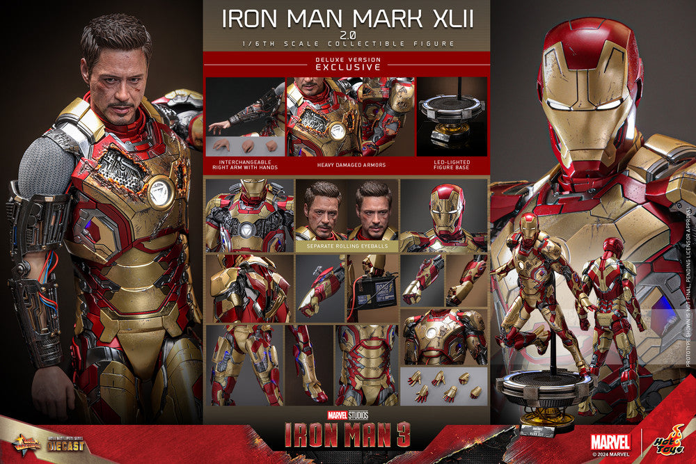 Preventa Figura Iron Man Mark XLII (2.0) (DELUXE) - Iron Man 3 marca Hot Toys MMS759D66 escala 1/6