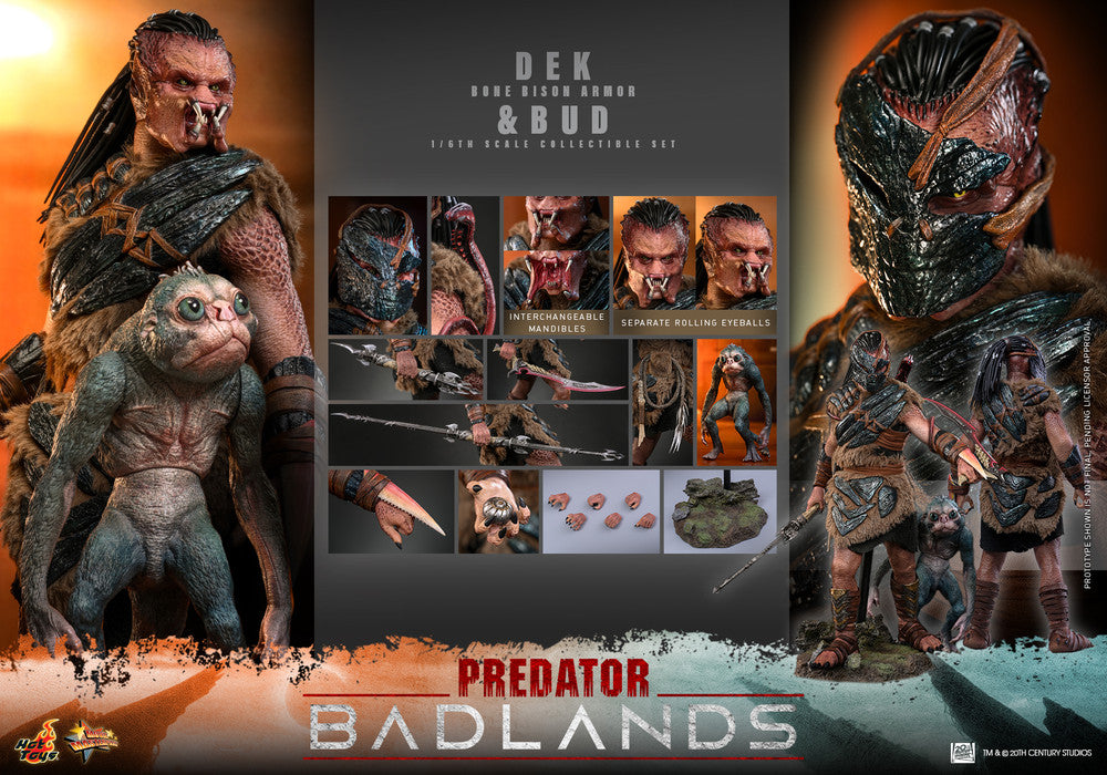 Preventa Figuras Dek (Bone Bison Armor) & Bud (SET) - Predator: Badlands marca Hot Toys MMS873 escala 1/6