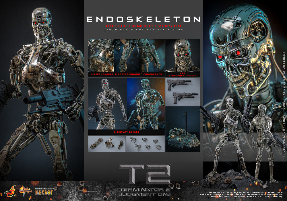 Preventa Figura Endoskeleton (Battle Damaged Version) (DIECAST) - Terminator 2: Judgment Day marca Hot Toys MMS840D77 escala 1/6