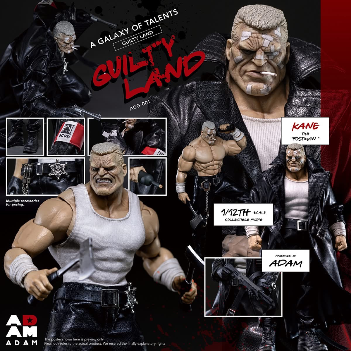 Preventa Figura KANE The "POSTMAN" - Guilty Land marca ADAM ADG-001 escala pequeña 1/12
