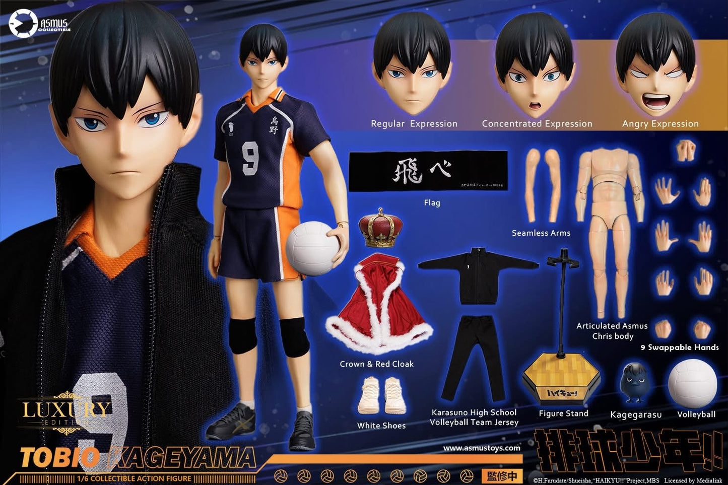 Preventa Figura TOBIO KAGEYAMA (Luxury Edition) - Haikyu!! marca Asmus Toys HQ02LUX escala 1/6