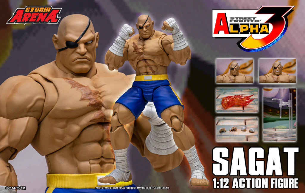 Preventa Figura SAGAT (Storm Arena) - Street Fighter Alpha 3 marca Storm Collectibles SFSA03 escala pequeña 1/12