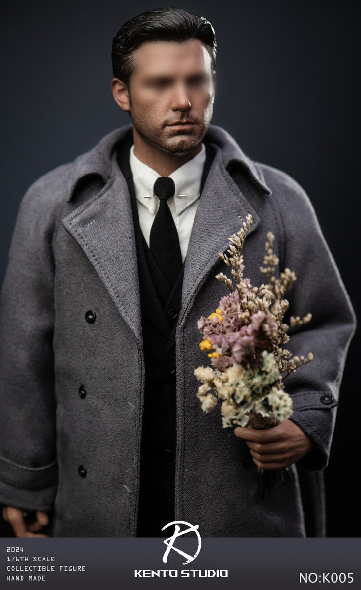 Pedido Set de traje de caballero y abrigo gris con cuerpo marca Kento Studio K005 escala 1/6