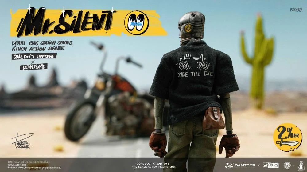 Preventa Figura Mr. Silent con motocicleta (Deluxe Edition) - Death Gas Station marca Damtoys X Coaldog PES038 escala pequeña 1/12