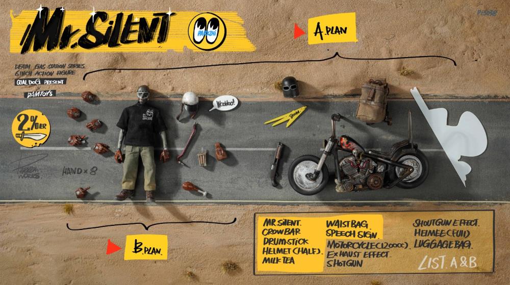 Preventa Figura Mr. Silent con motocicleta (Deluxe Edition) - Death Gas Station marca Damtoys X Coaldog PES038 escala pequeña 1/12