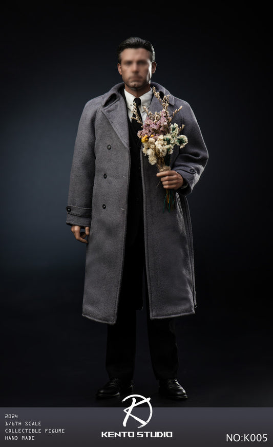 Pedido Set de traje de caballero y abrigo gris con cuerpo marca Kento Studio K005 escala 1/6