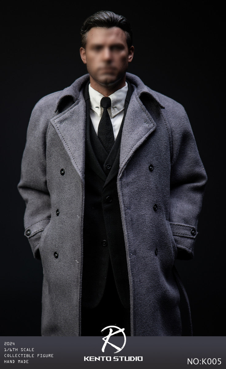 Pedido Set de traje de caballero y abrigo gris con cuerpo marca Kento Studio K005 escala 1/6