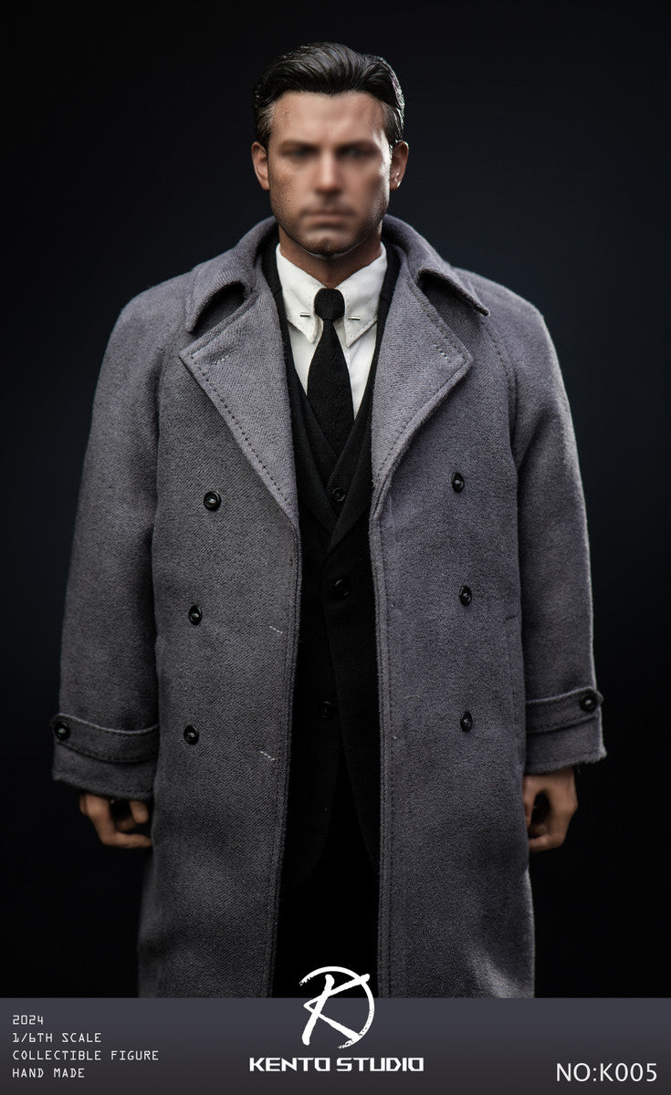 Pedido Set de traje de caballero y abrigo gris con cuerpo marca Kento Studio K005 escala 1/6