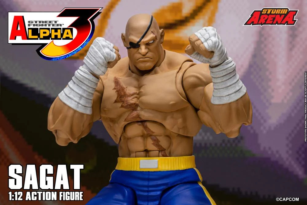 Preventa Figura SAGAT (Storm Arena) - Street Fighter Alpha 3 marca Storm Collectibles SFSA03 escala pequeña 1/12