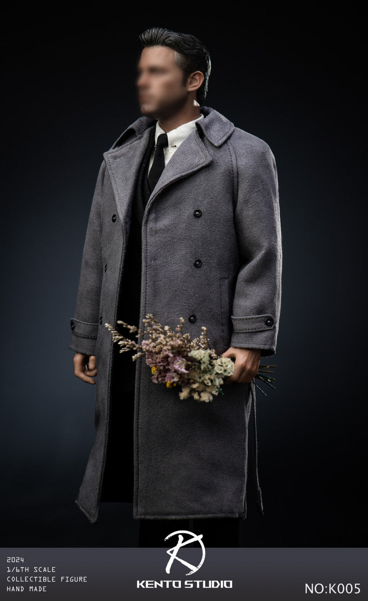 Pedido Set de traje de caballero y abrigo gris con cuerpo marca Kento Studio K005 escala 1/6