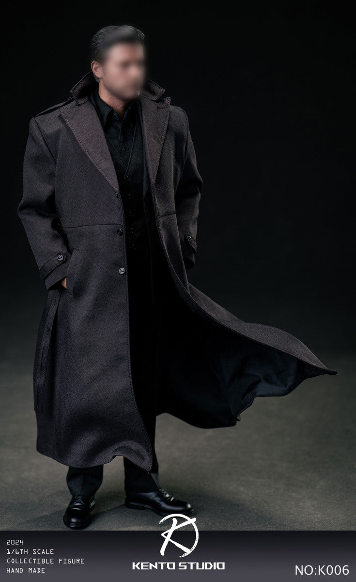 Pedido Set de traje y abrigo largo negro con cuerpo marca Kento Studio K006 escala 1/6