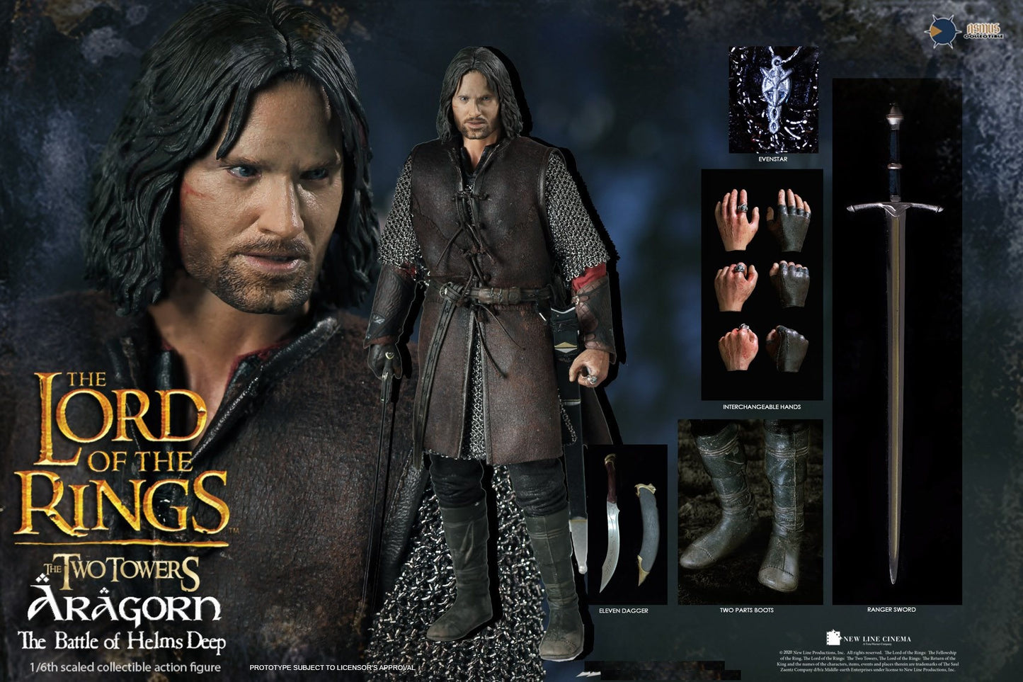 Pedido Figura Aragorn "The Battle of Helms Deep" The Lord of the Rings marca Asmus Toys LOTR025 escala 1/6